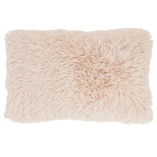 Fennco Styles Classic Faux Fur Decorative Throw Pillow Cover 18 x 18 Inch - Ivory Plush Cushion Case for Home, Couch, Living Room, Office and Holiday Décor