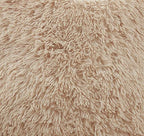 Fennco Styles Classic Faux Fur Decorative Throw Pillow Cover 18 x 18 Inch - Ivory Plush Cushion Case for Home, Couch, Living Room, Office and Holiday Décor