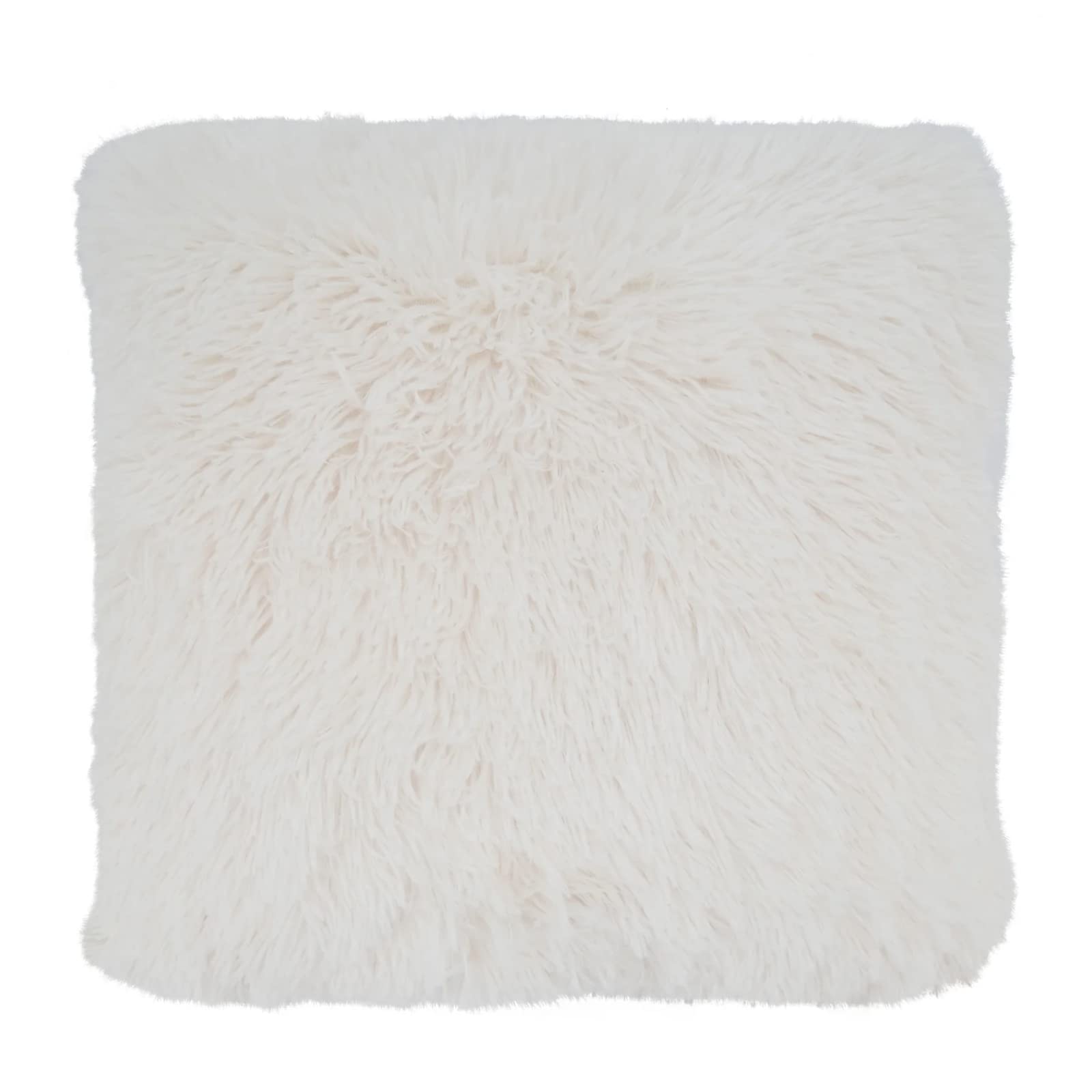 Fennco Styles Classic Faux Fur Decorative Throw Pillow Cover 18 x 18 Inch - Ivory Plush Cushion Case for Home, Couch, Living Room, Office and Holiday Décor