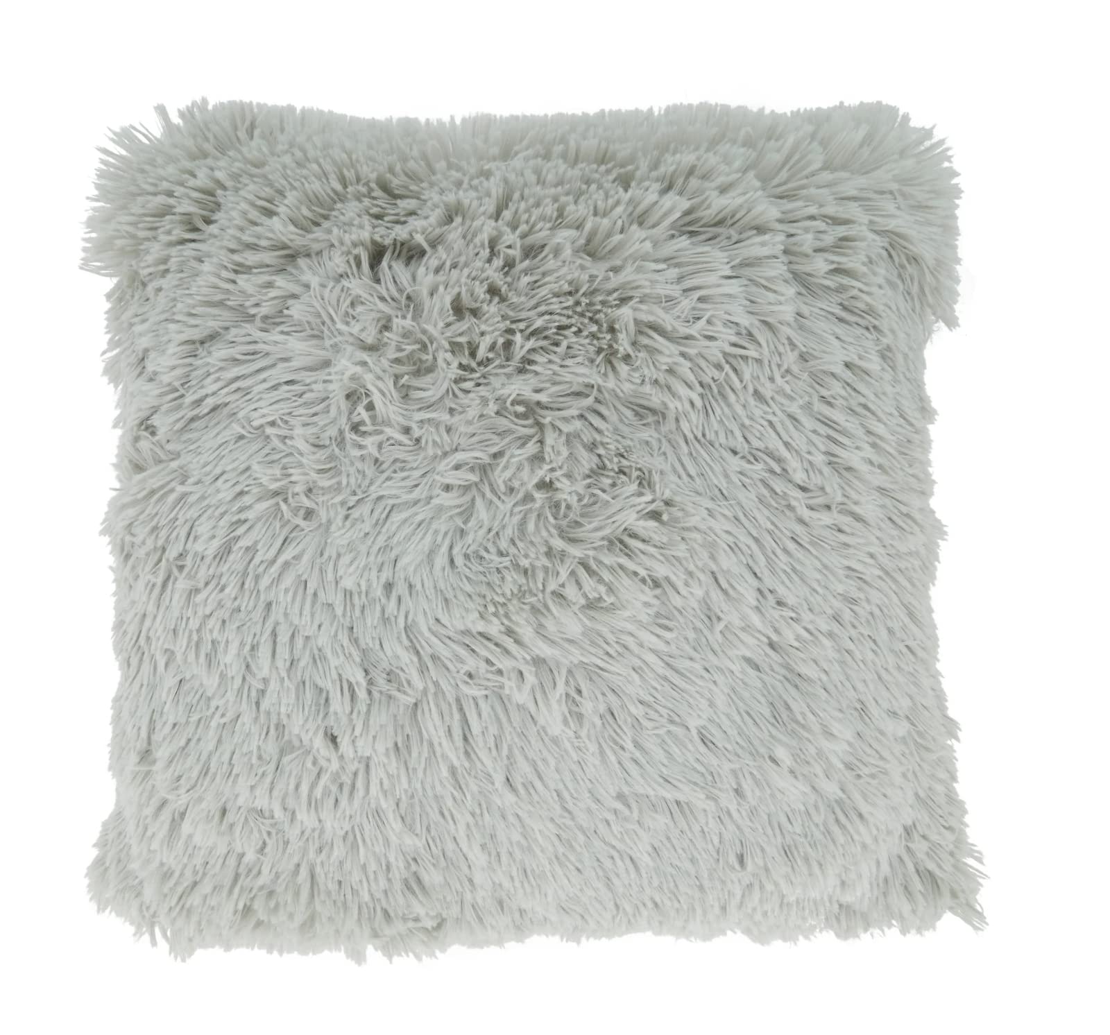 Fennco Styles Classic Faux Fur Decorative Throw Pillow Cover 18 x 18 Inch - Ivory Plush Cushion Case for Home, Couch, Living Room, Office and Holiday Décor
