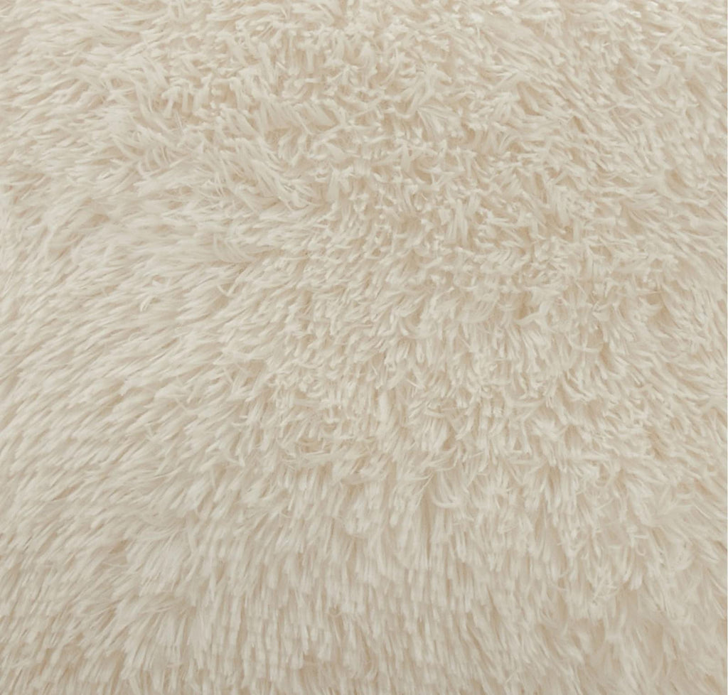 Fennco Styles Classic Faux Fur Decorative Throw Pillow Cover 18 x 18 Inch - Ivory Plush Cushion Case for Home, Couch, Living Room, Office and Holiday Décor