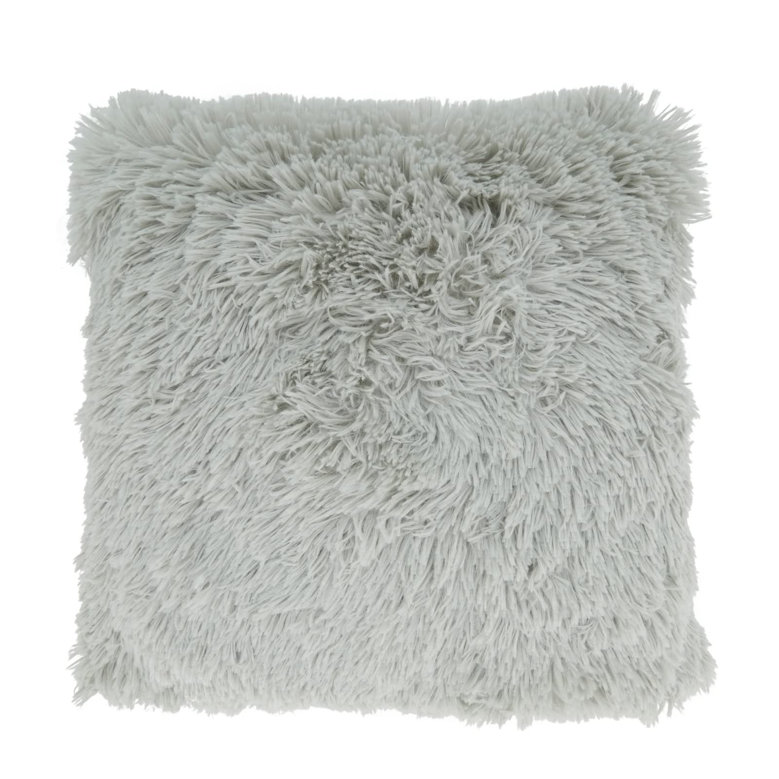 Fennco Styles Classic Faux Fur Decorative Throw Pillow Cover 18 x 18 Inch - Ivory Plush Cushion Case for Home, Couch, Living Room, Office and Holiday Décor