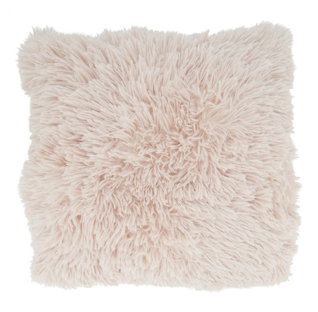 Fennco Styles Classic Faux Fur Decorative Throw Pillow Cover 18 x 18 Inch - Ivory Plush Cushion Case for Home, Couch, Living Room, Office and Holiday Décor