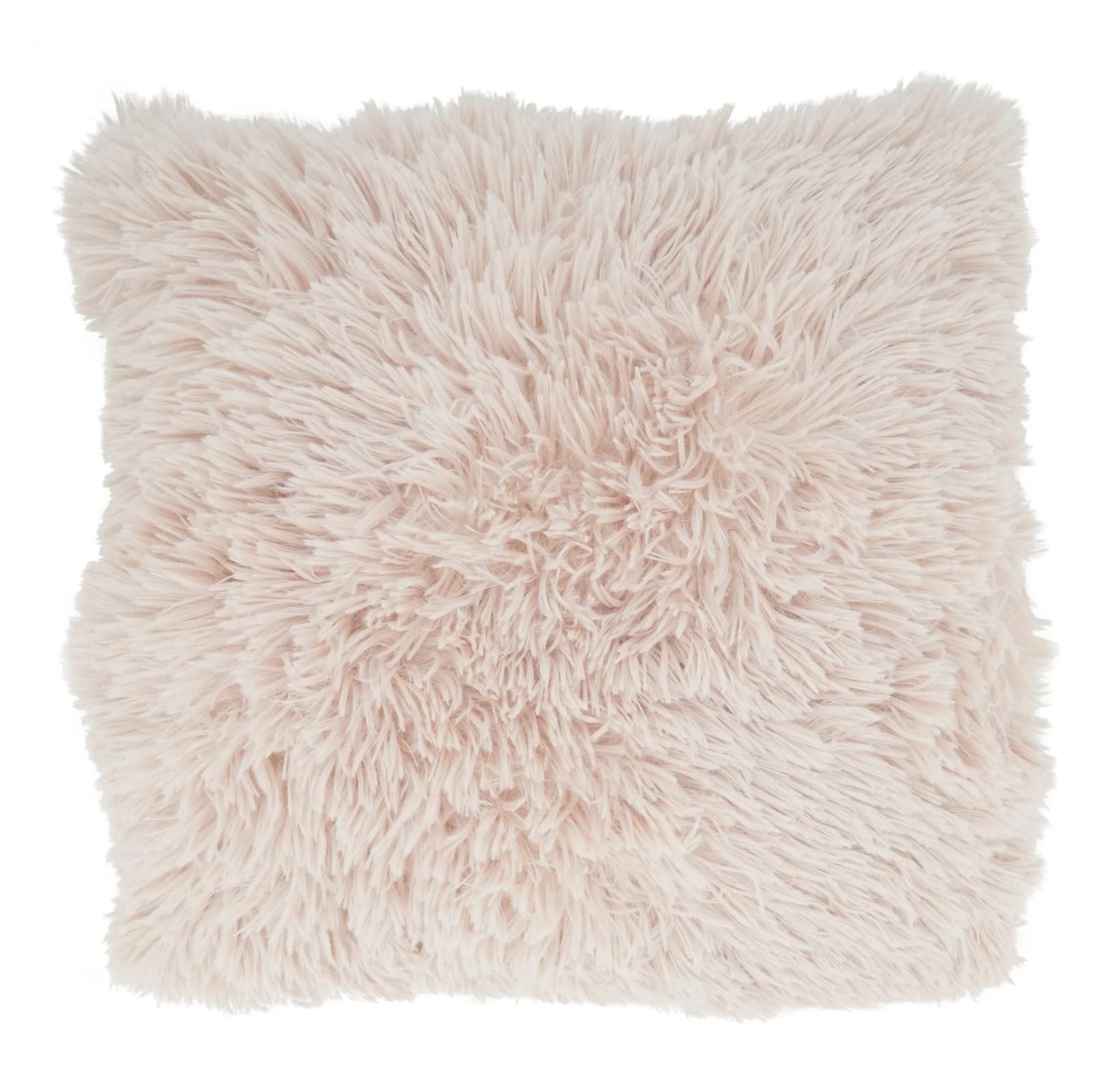 Fennco Styles Classic Faux Fur Decorative Throw Pillow Cover 18 x 18 Inch - Ivory Plush Cushion Case for Home, Couch, Living Room, Office and Holiday Décor