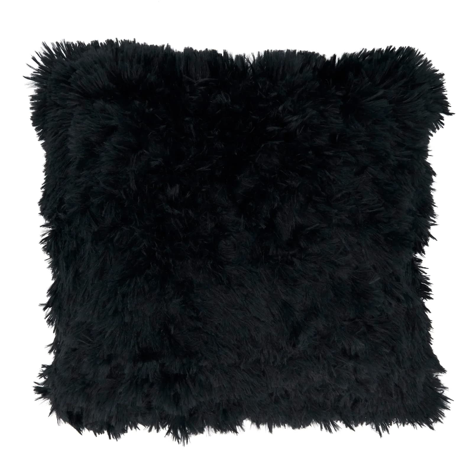 Fennco Styles Classic Faux Fur Decorative Throw Pillow Cover 18 x 18 Inch - Ivory Plush Cushion Case for Home, Couch, Living Room, Office and Holiday Décor
