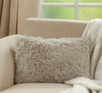 Fennco Styles Classic Faux Fur Decorative Throw Pillow Cover 18 x 18 Inch - Ivory Plush Cushion Case for Home, Couch, Living Room, Office and Holiday Décor