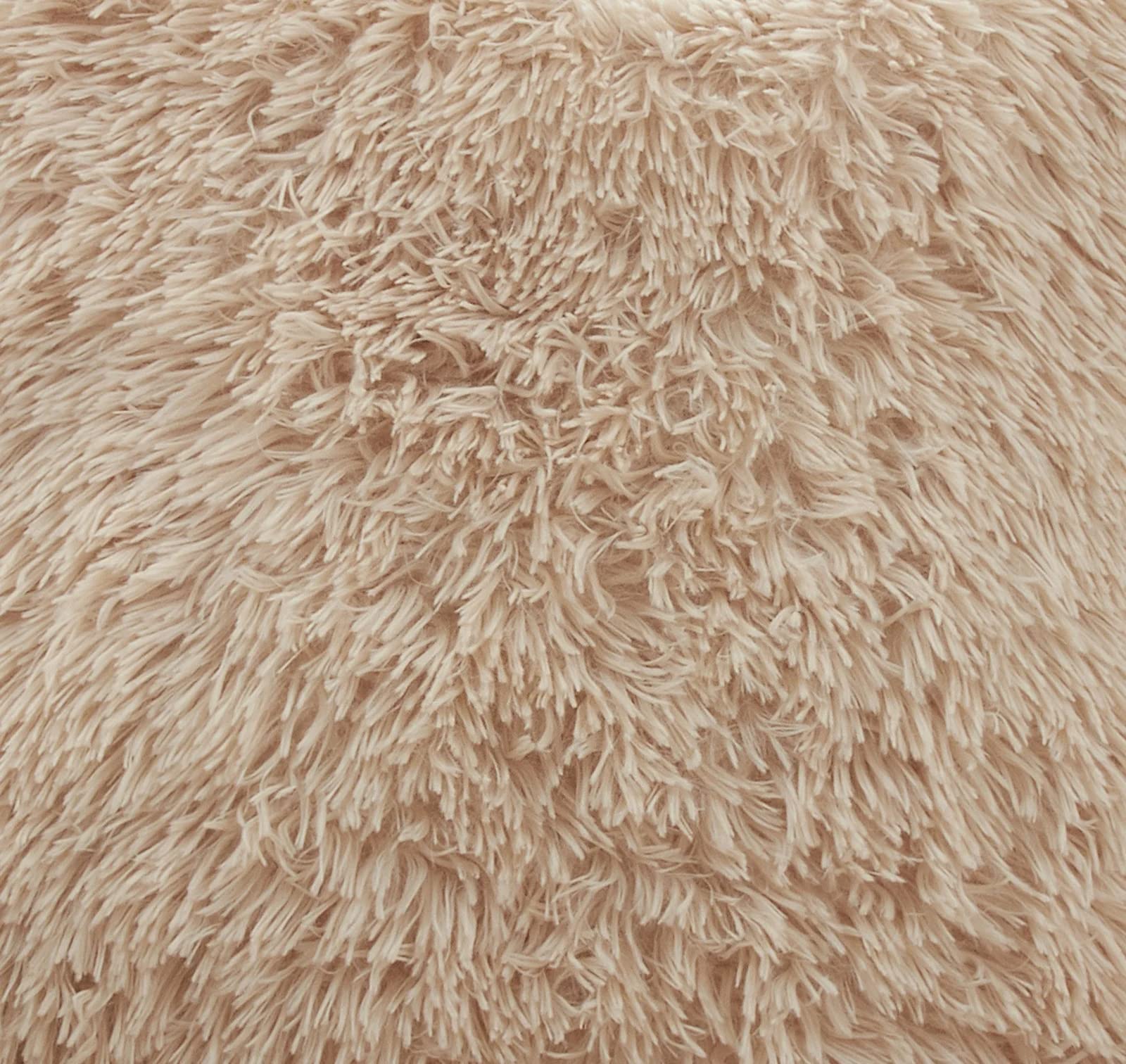 Fennco Styles Classic Faux Fur Decorative Throw Pillow Cover 18 x 18 Inch - Ivory Plush Cushion Case for Home, Couch, Living Room, Office and Holiday Décor