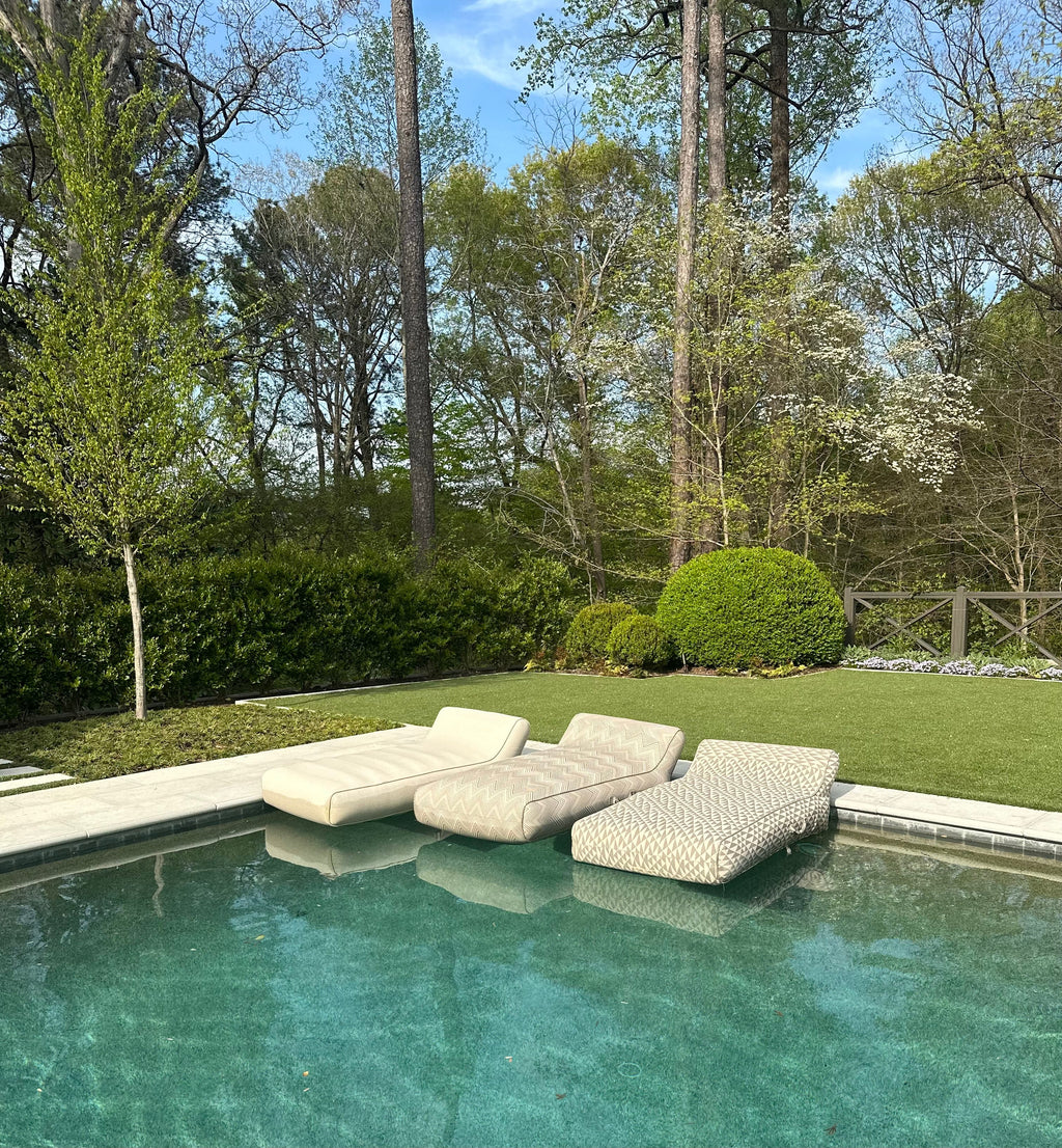 Luxe Linen-Like Inflatable Pool Lounge-Oyster Abstract