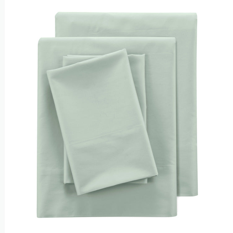 Clean Design Home 100 Cotton Sheet Set in solid color on bed
