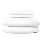500 TC sateen bed sheets in white on made bed
