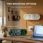 Digital Wall Clock Temperature Date Week Display Brightness Adjustable 12/24H Electronic LED Desk Alarm Clock for Home Decor