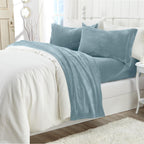 Solid Plush Sheet - Velvet Luxe Collection shown in neutral bedroom decor