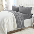 Solid Plush Sheet - Velvet Luxe Collection shown in neutral bedroom decor
