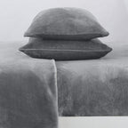 Solid Plush Sheet - Velvet Luxe Collection shown in neutral bedroom decor
